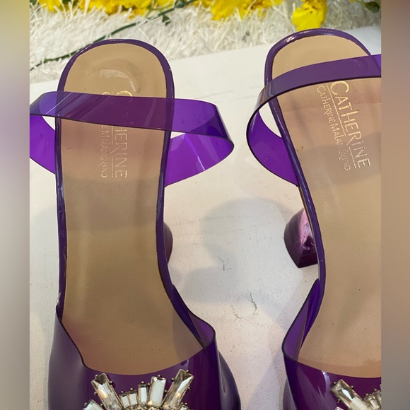 CATHERINE, Catherine Malandrino, Classic purple crystal woman elegant size 6.5 - Picture 3 of 9